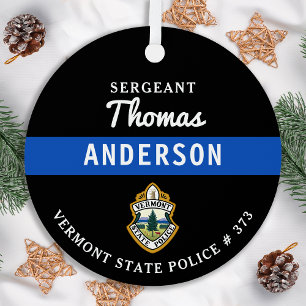 Personalized Thin Blue Line Logo Police Officer Metal Tree Decoration