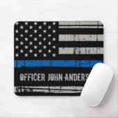 Personalized Thin Blue Line Police Officer Mouse Mat (With Mouse)