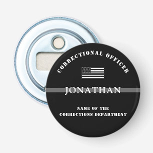 Personalized Thin Silver Line Corrections Officer Bottle Opener