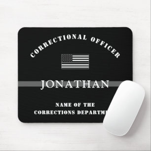 Personalized Thin Silver Line Corrections Officer Mouse Mat