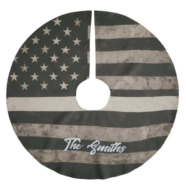 Personalized Thin White Line EMS Brushed Polyester Tree Skirt (Front)