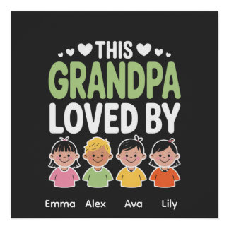Personalized This Grandpa Loved By – Custom Kids  Poster
