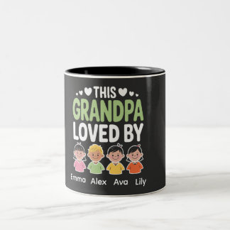 Personalized This Grandpa Loved By – Custom Kids  Two-Tone Coffee Mug