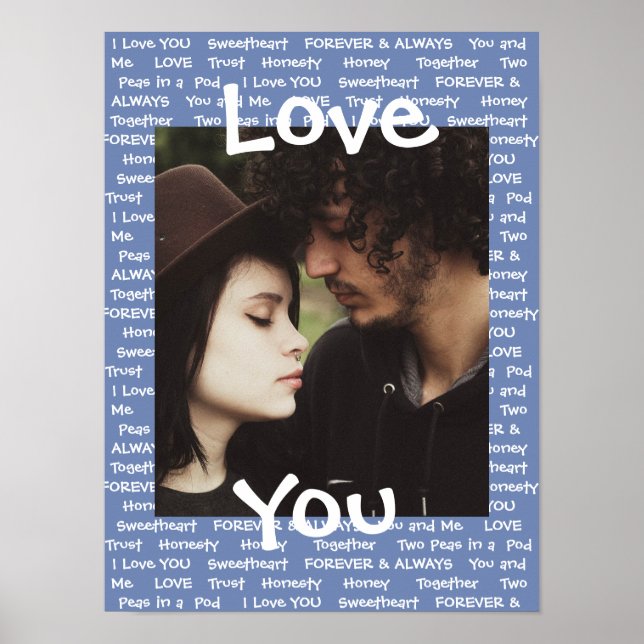 Personalized this "Love You" Couple's Blue Poster (Front)