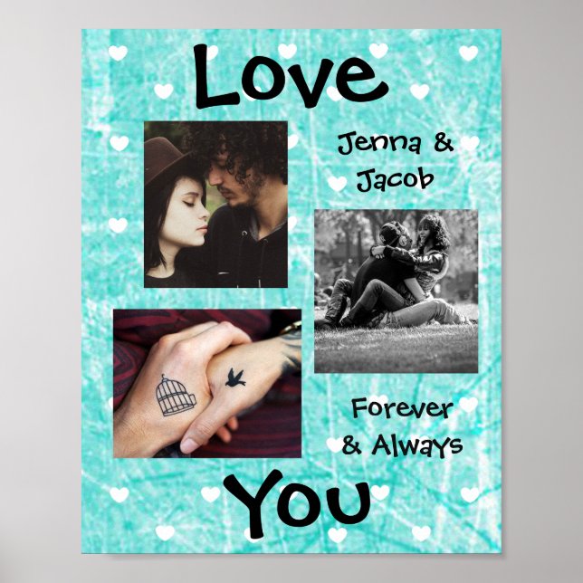 Personalized this "Love You" Couple's Photo Poster (Front)