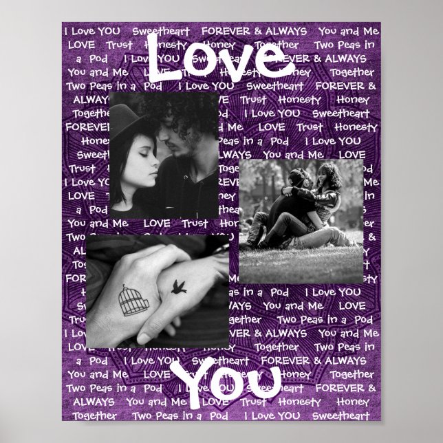 Personalized this "Love You" Couple's Photo Poster (Front)