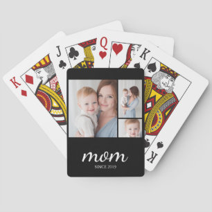 Personalized Three Photo Collage Mom Playing Cards