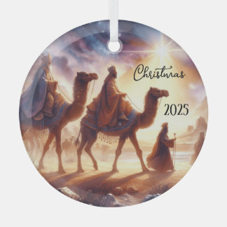 Personalized Three Wise Men Caravan Glass Tree Decoration