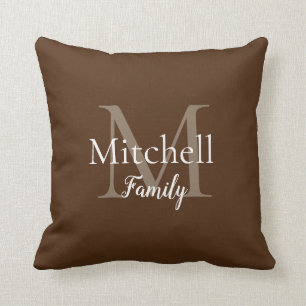 Personalized Timless Brown Family Monogram Cushion