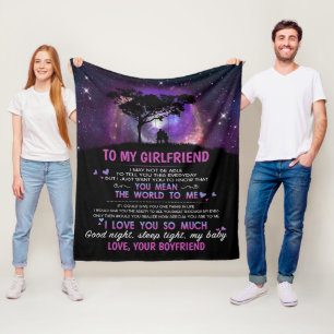 Personalized To My Girlfriend You Mean The World Fleece Blanket