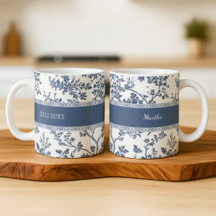Personalized Toile De Jouy Mug Custom Name Date