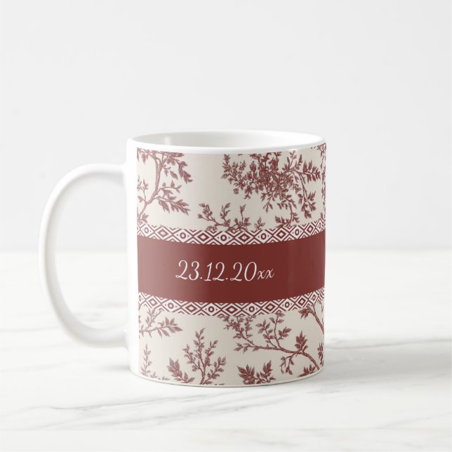 Personalized Toile De Jouy Mug Custom Name Date Gi (Left)