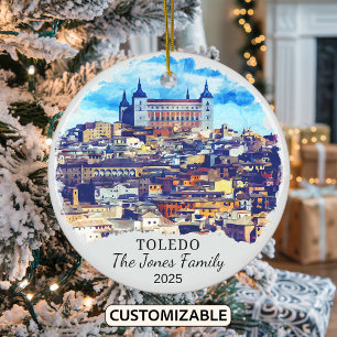 Personalized Toledo Ornament, Spain Ceramic Tree Decoration