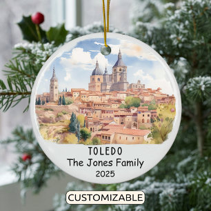 Personalized Toledo Ornament, Spain Ceramic Tree Decoration