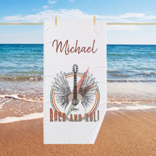 Personalized towel Rock and Roll, guitare 