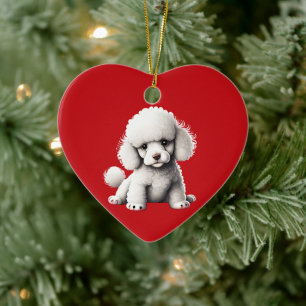 Personalized Toy Poodle Puppy Christmas Red Ceramic Tree Decoration