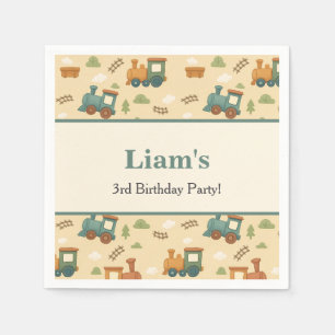 Personalized Train Birthday Party Napkin