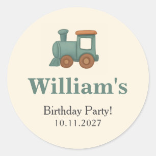 Personalized Train Birthday Thank You Classic Round Sticker