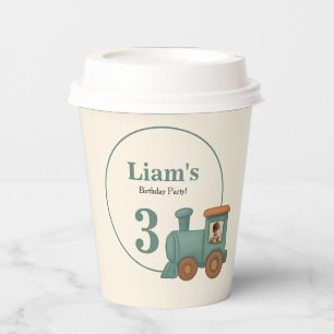 Personalized Train Photo Birthday Party Paper Cups