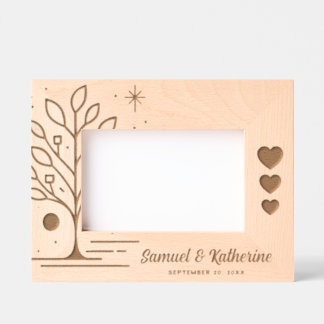 Personalized Tree of Life Wood Anniversary  Etched Frames