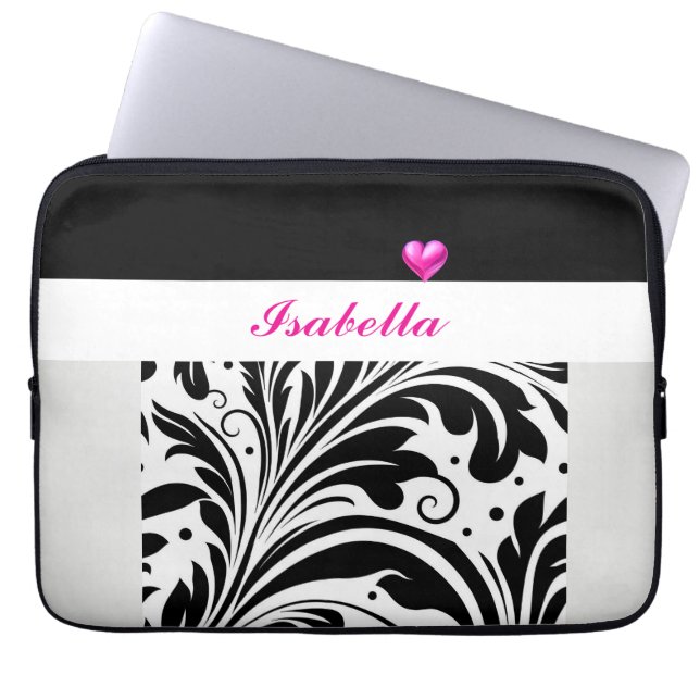 Personalized Trendy Black & White Electronics Bag (Front)