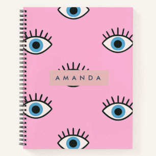 Personalized Trendy Evil Eye Pop Art Pattern Notebook