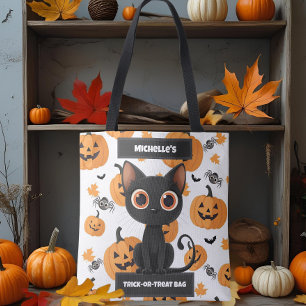 Personalized Trick-or-Treat Bag – Cute Black Cat