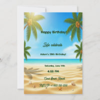 Personalized Tropical Beach Palms Adult Birthday P