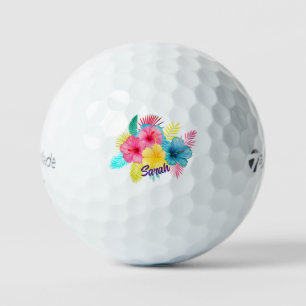 Personalized Tropical Hawaiian Flower Golf Balls