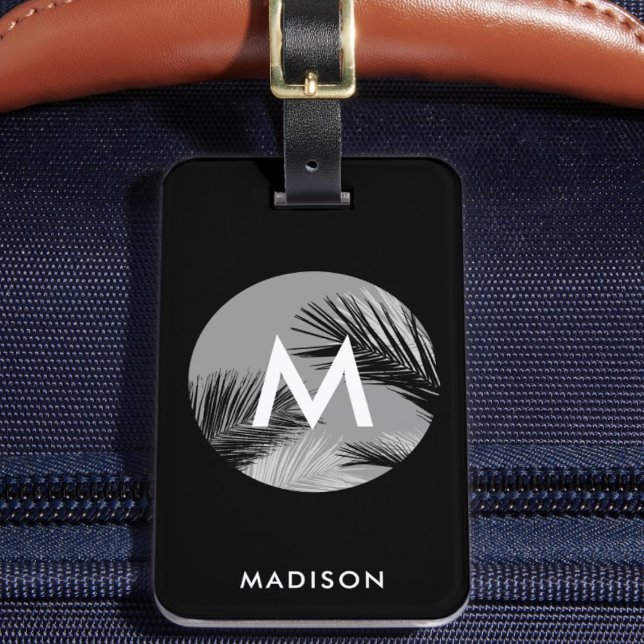 Personalized Tropical Monogram Modern Custom Luggage Tag ("Everyday is abundantly beautiful." 
Sincerely Best Wishes from Lucky Design World)