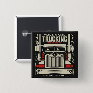 Personalized Trucking 18 Wheeler BIG RIG Trucker  15 Cm Square Badge