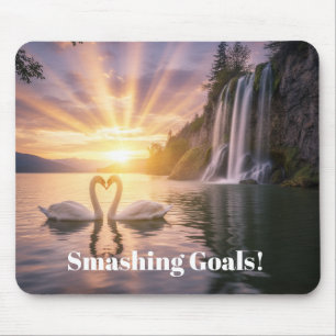 Personalized Trumpeter swans in the sunrise - Mouse Mat