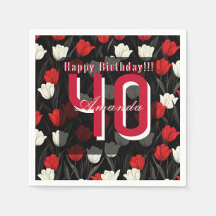Personalized Tulip Floral Beach Party Napkin