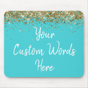 Personalized Turquoise Blue & Gold Assistant Gift Mouse Mat