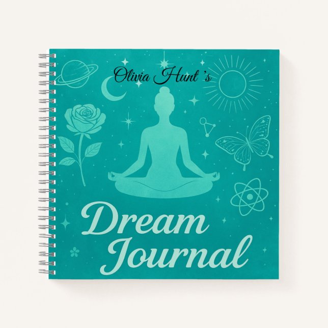 Personalized Turquoise Dream Journal Notebook (Front)