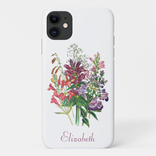 Personalized Turtlehead and Beardtongue Flowers Case-Mate iPhone Case (Back)