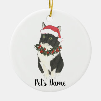 Personalized Tuxedo Ragamuffin Cat Ceramic Tree Decoration