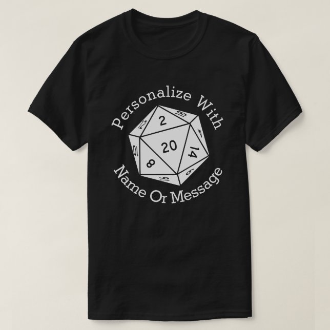 PERSONALIZED Twenty Sided Dice Graphic T-Shirt (Design Front)
