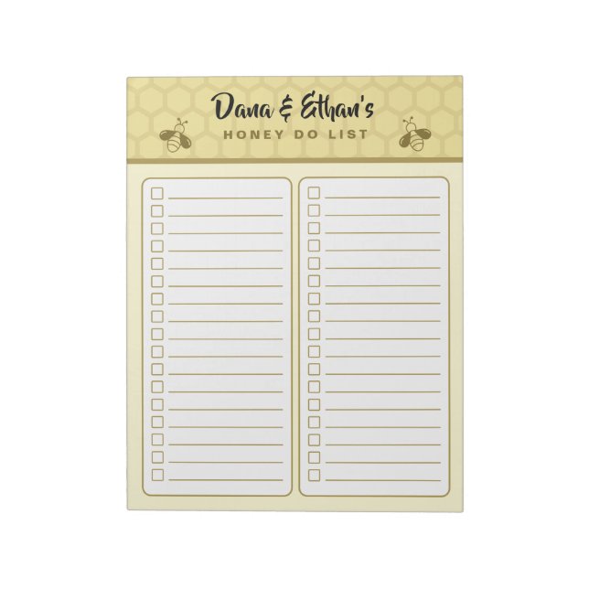 Personalized Two Column Honey Do List Notepad (Rotated)