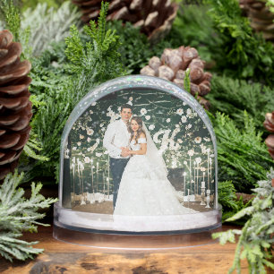 Personalized Two Photo Wedding Snow Globe