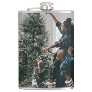 Personalized Two Sided Family Christmas Photo Hip Flask