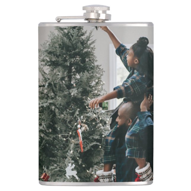 Personalized Two Sided Family Christmas Photo  Hip Flask (Front)