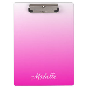 Personalized two-tone gradient ombre hot pink clipboard