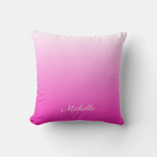 Personalized two-tone gradient ombre hot pink cushion