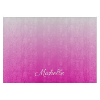 Personalized two-tone gradient ombre hot pink cutting board
