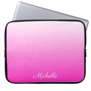 Personalized two-tone gradient ombre hot pink laptop sleeve