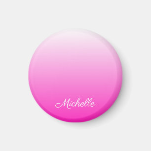 Personalized two-tone gradient ombre hot pink magnet