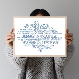 Personalized Typography Word Cloud for Couples Poster