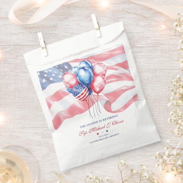 Personalized U.S. Military Retirement Favour Bags (Clipped)