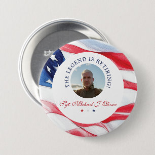 Personalized U.S. Military Retirement Photo 7.5 Cm Round Badge